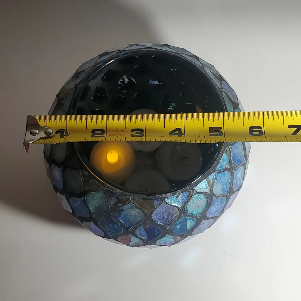 Iridescent Mosaic Glass Candle Holder, Vase, Bowl, Candy Dish NWOT 19